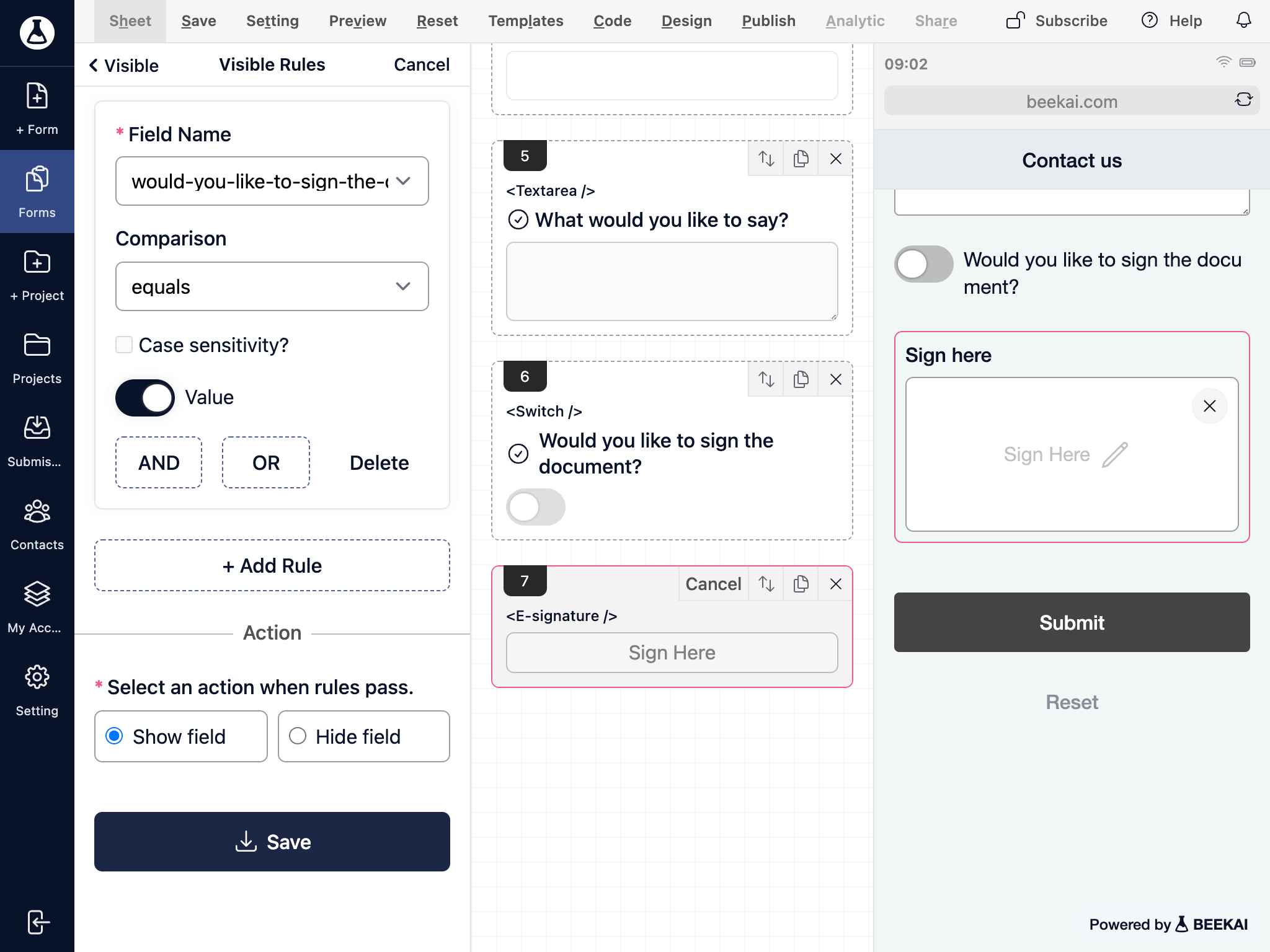 Form conditional logic