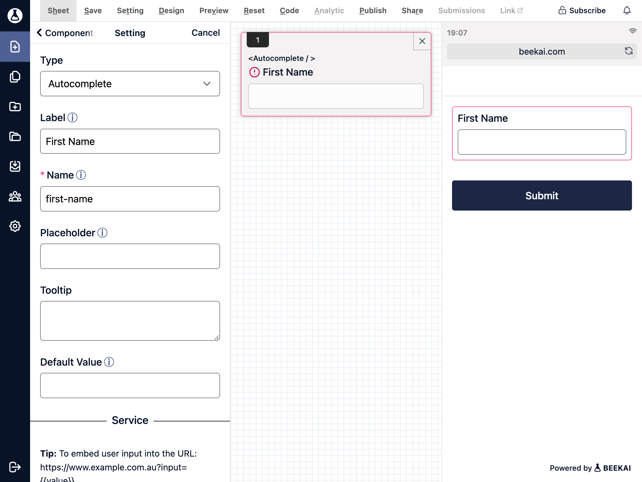 create component step2