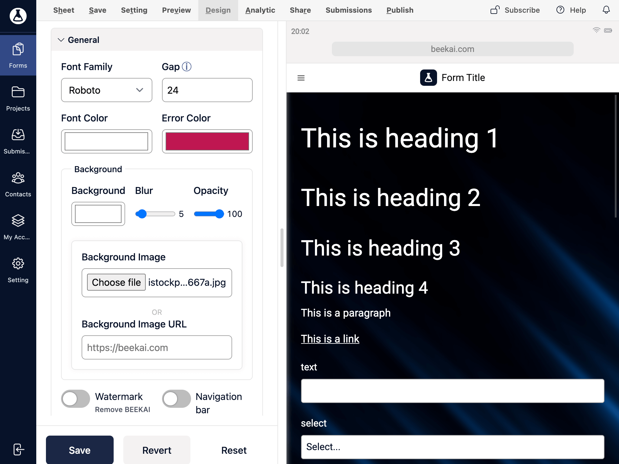 Form background design guide