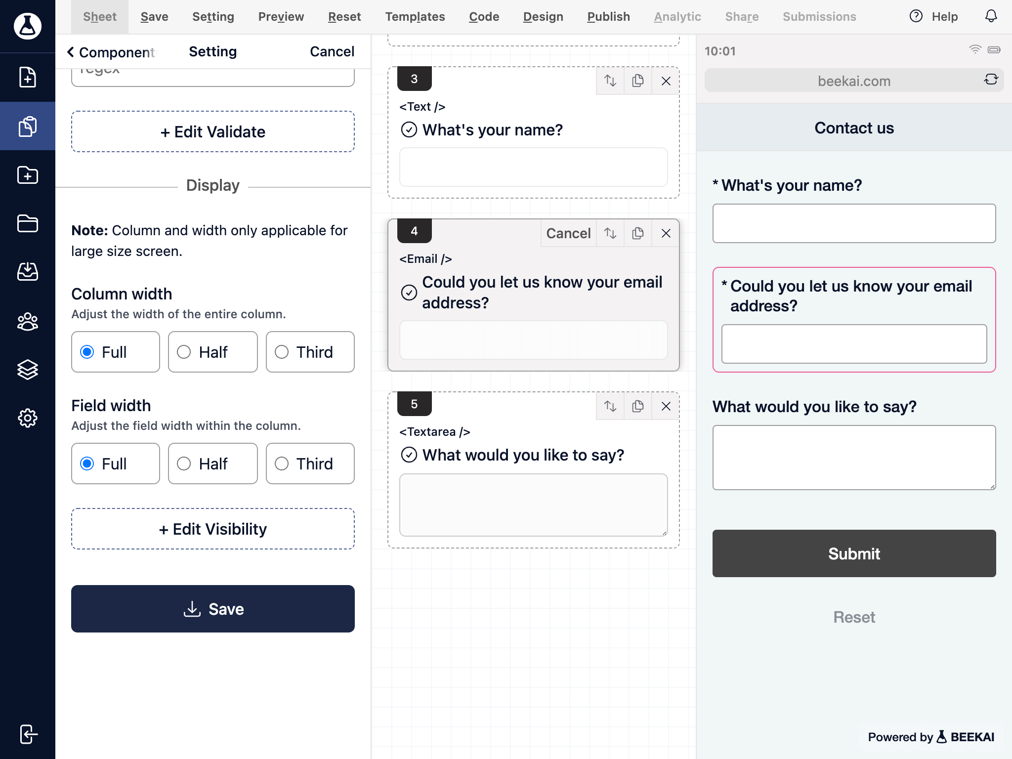 Form layout guide display option
