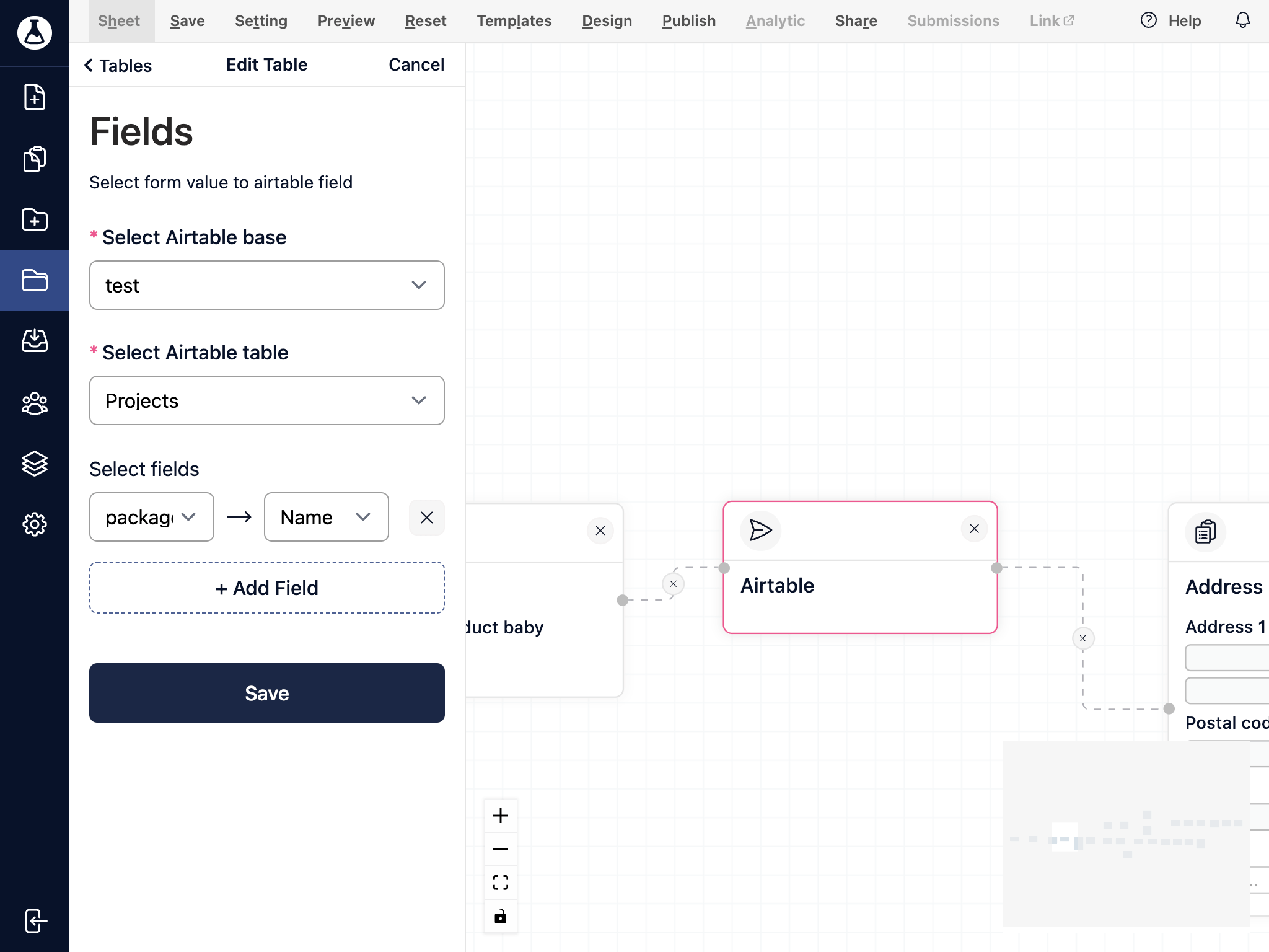 Associated form data with table row