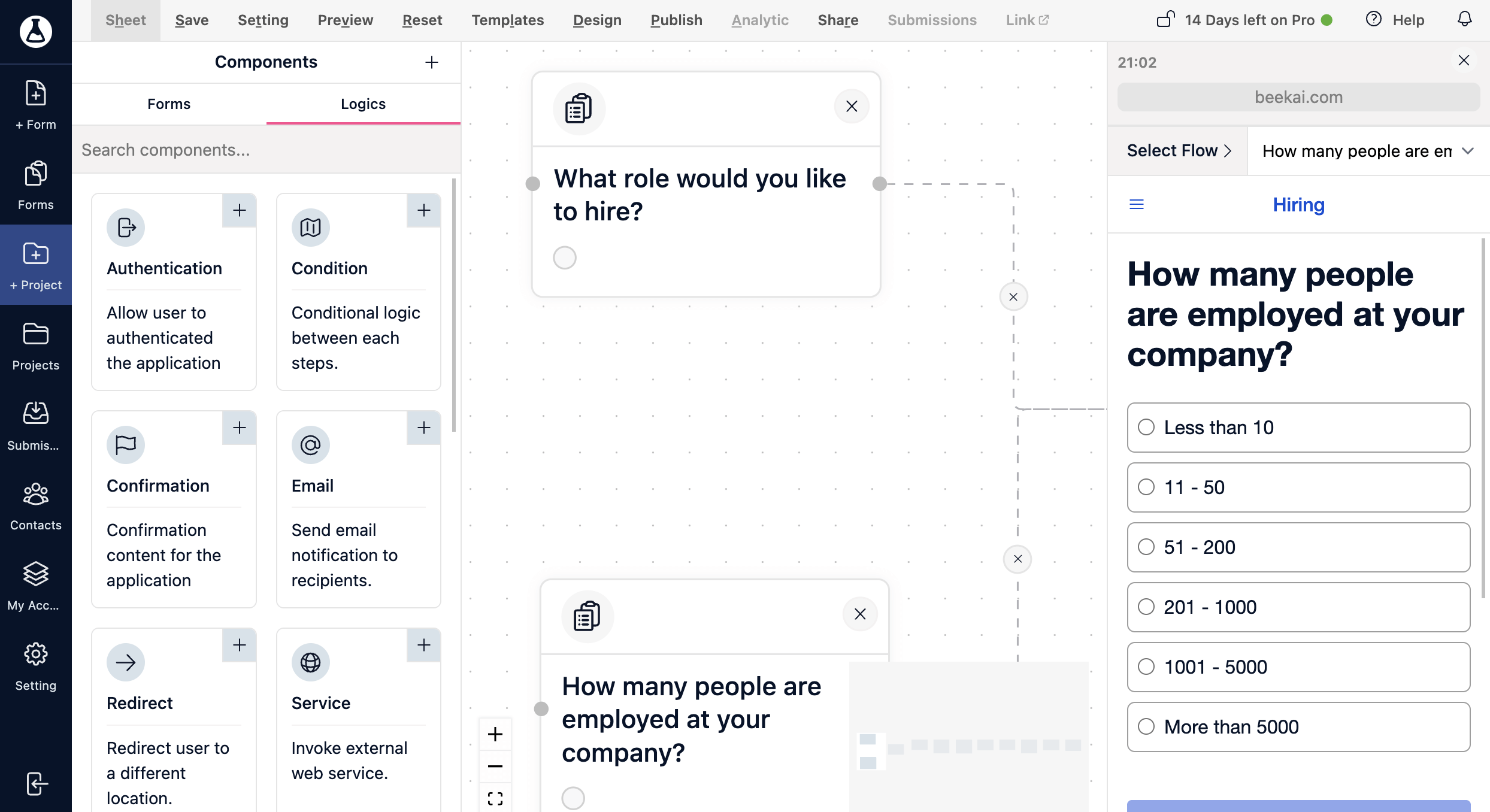 Project flow selection