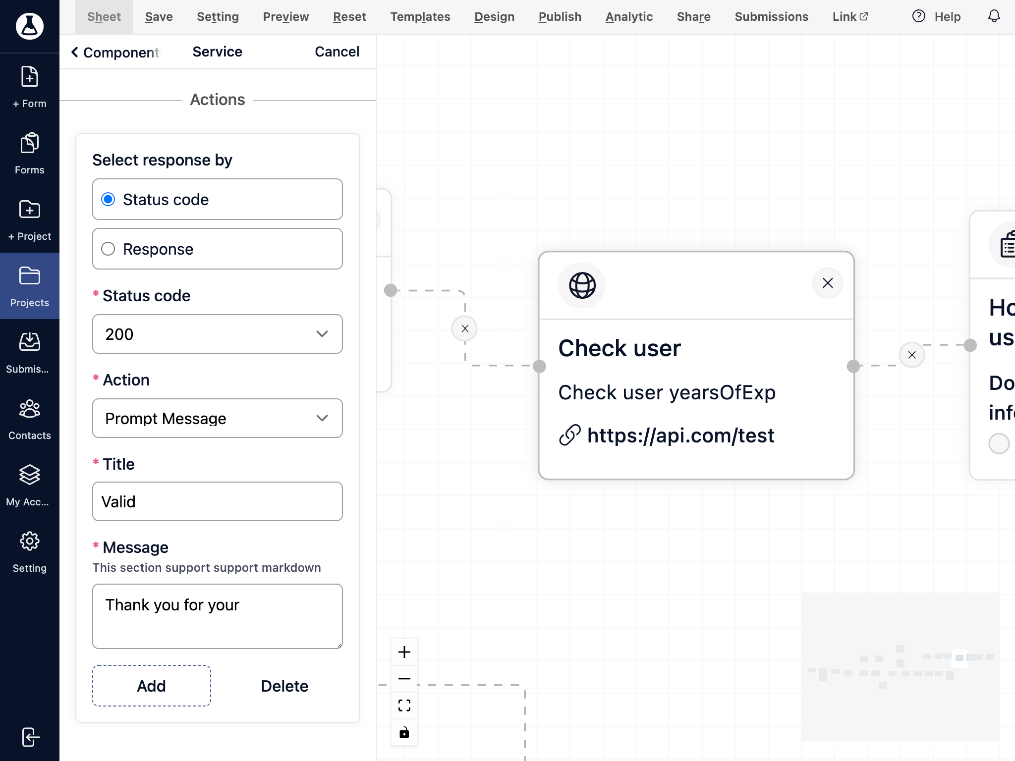 Project service integration config