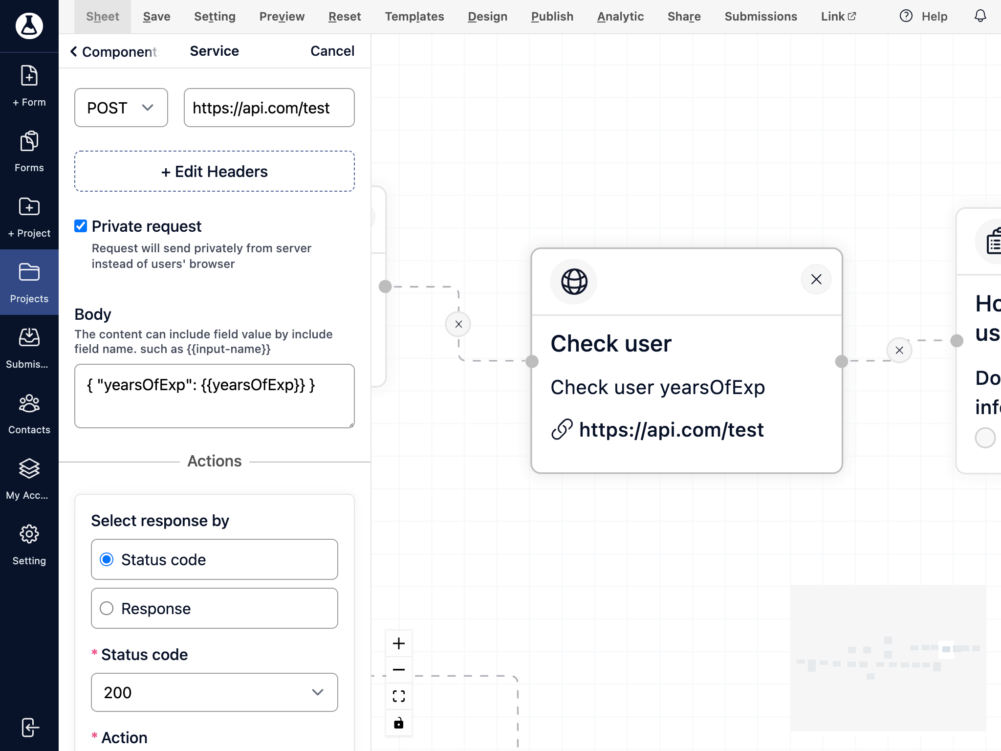 Project service integration config